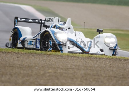Imola, Italy - May 16, 2015: Gibson 015S ? Nissan of Greaves Motorsport Team, driven by Johnny Mowlem  in action during the European Le Mans Series - 4 Hours of Imola in Autodromo Enzo & Dino Ferrari