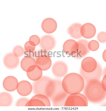 red watercolor bubble pattern with transparent circles in different shapes and sizes on white background, vector illustration