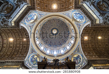 Rome 05-16-2015: the Saint Peter\'s Cathedral is the most visited church of the world because it\'s the home of the christians. It\'s full of art, history and religion. It\'s the church of the pope