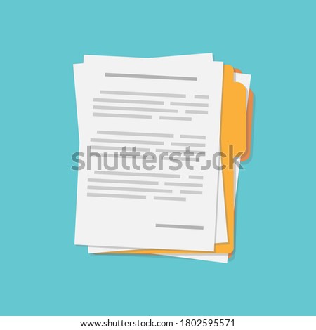 Vector Illustration Of Contract Papers Icon Template With Text And Signature, Creative Design In Flat Style