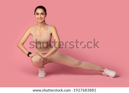 Similar – Image, Stock Photo Flexible woman doing side bend and practicing yoga