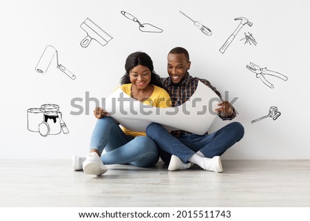 Similar – Image, Stock Photo Afro woman repairing furniture at home.