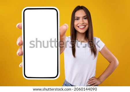 Image, Stock Photo Person holding phone macro