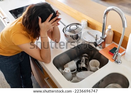 Similar – Image, Stock Photo Tired Arab woman wiping face with towel after training