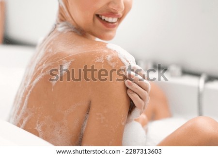 Similar – Image, Stock Photo Happy women with soap bubbles in nature