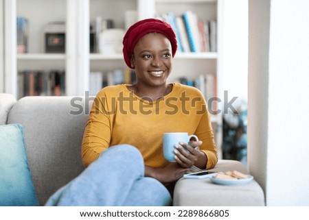 Similar – Image, Stock Photo Woman in turban drinking coffee