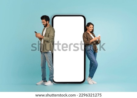 Similar – Image, Stock Photo Two beautiful multiethnic women making selfie and grimacing