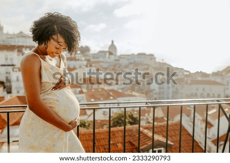 Similar – Image, Stock Photo pregnant black woman relaxing on bed with a laptop at home