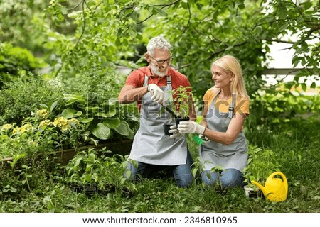 Similar – Image, Stock Photo #A# Garden and work and gardening. Always nice watering!