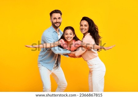 Similar – Image, Stock Photo happy kid spreading hands up,background blur