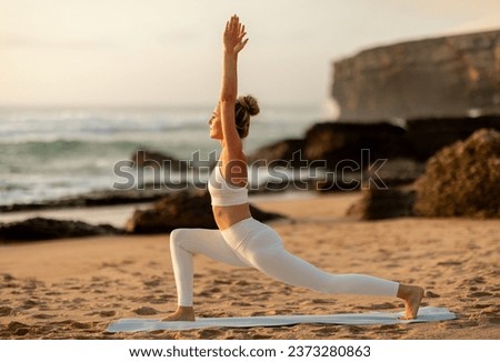 Similar – Image, Stock Photo Ladies standing in sea near sandy coast