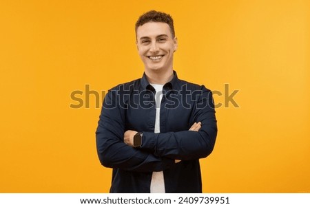 Similar – Image, Stock Photo Young man in stylish clothes standing near weathered building