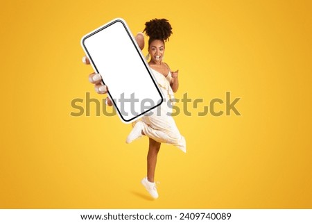 Similar – Image, Stock Photo Cheerful woman having telephone conversation