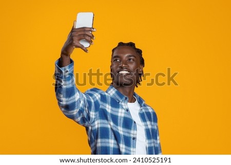 Similar – Image, Stock Photo Content trendy African American woman on wall