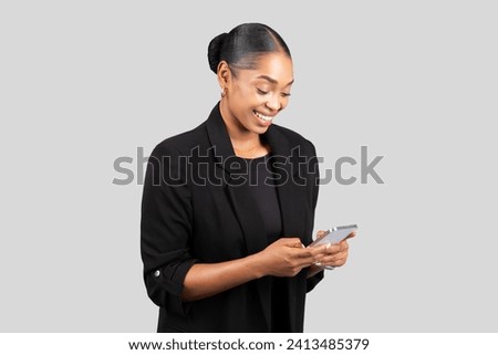 Similar – Image, Stock Photo Content young black lady reading notes while lying on bed