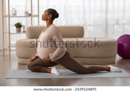 Similar – Image, Stock Photo Pregnant woman exercising with personal trainer