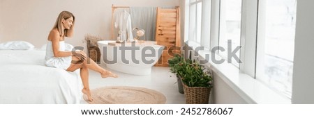 Similar – Image, Stock Photo Legs of woman sitting in sea water