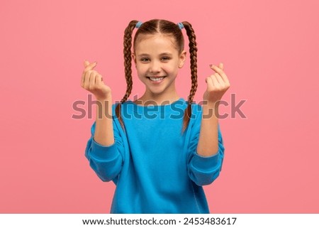 Similar – Image, Stock Photo Playful girl standing in pier near lake