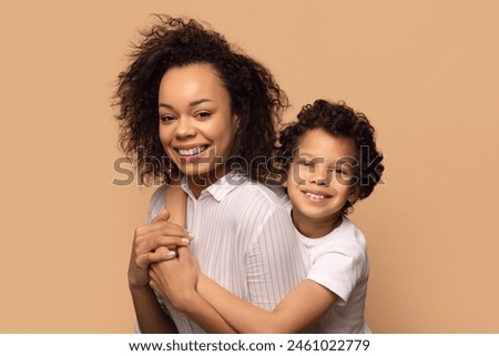 Similar – Image, Stock Photo Mother with her son selfie