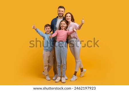 Similar – Image, Stock Photo Group of cheerful siblings on wooden pier