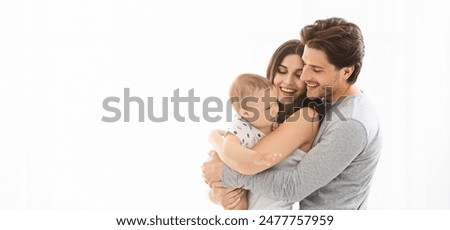 Similar – Image, Stock Photo Father shows child the world