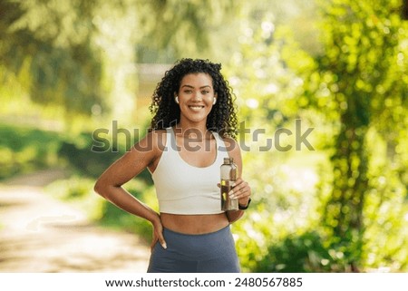 Similar – Image, Stock Photo Young woman with fit body doing muscle stretches