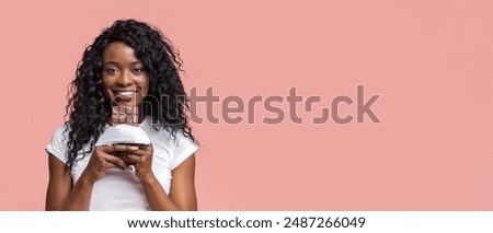 Similar – Image, Stock Photo African American woman eating strawberry