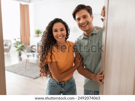 Similar – Image, Stock Photo Young lady with in elegant white standing on room