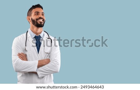 Similar – Image, Stock Photo Arabian man in blue clothes walking on a desert dune.