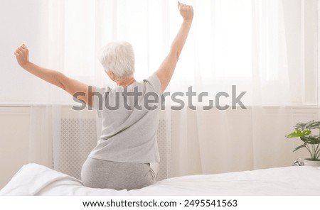 Similar – Image, Stock Photo Relaxed senior woman at home by the window