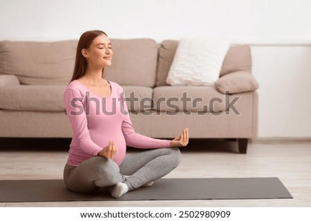 Similar – Image, Stock Photo Pregnant woman exercising with personal trainer