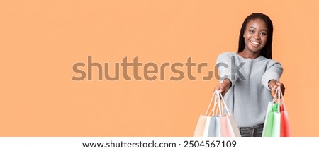 Similar – Image, Stock Photo Content trendy African American woman on wall