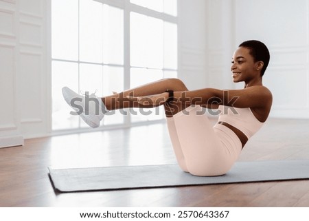 Similar – Image, Stock Photo Happy African American sportswoman with bottle of water