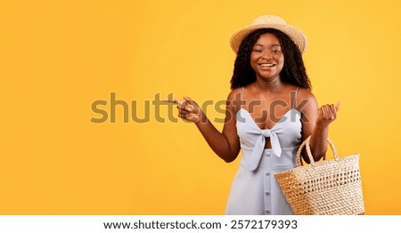 Similar – Image, Stock Photo Charming Black woman in blue trendy dress