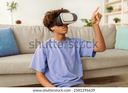 Similar – Image, Stock Photo Boy exploring cyberspace in VR glasses