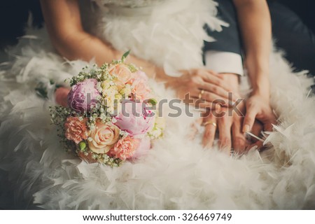 Similar – Image, Stock Photo Close-up of a bouquet of tulips in a cloth bag on the shoulder of a girl. Gift for Women’s Day, Valentine’s Day, Mother’s Day