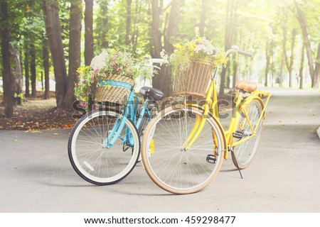 Similar – Image, Stock Photo Bikes in a row at the roadside