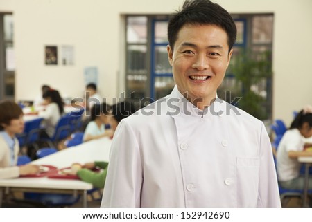 Chef portrait in school cafeteria