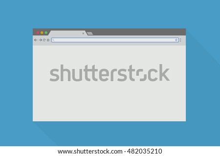 Simple Browser with material design on blue back ground. Flat design vector illustration