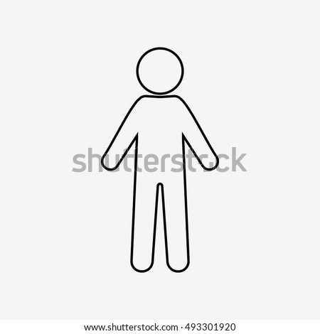 Man standing outline. Flat vector cartoon icon. Male sign, man icon, man sign, man vector, man silhouette, man illustration, man black, man body, man symbol