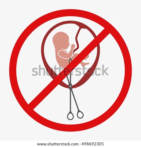 Abortion Is Personal Decision. Embryo with scissors. Flat vector illustration. Abortion sign, Abortion illustration, Abortion icon, Abortion isolated, Abortion image, Abortion vector