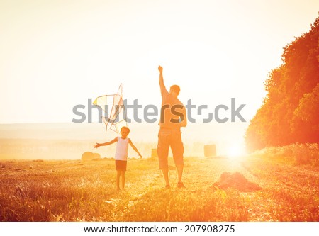 Similar – Image, Stock Photo Kite flying at sunset