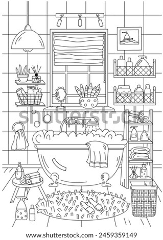 Coloring Page, Bathroom, Book, Adult And Children'S Coloring Book, All Describe My Image