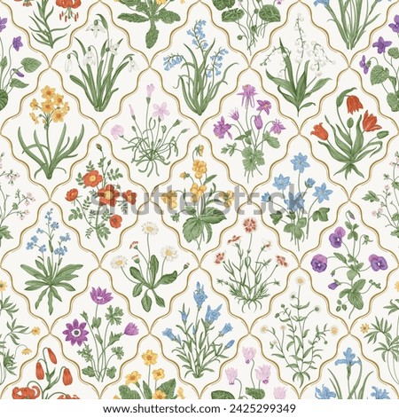 Millefleurs. Seamless pattern. Flowers. Colorful