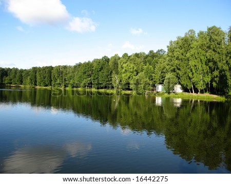 Lake in the park in summer. Recorded in Izmaylovskiy park in Moscow, Russia.