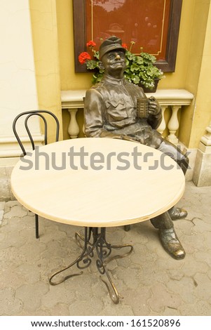 LVOV, UKRAINE - MAY 13: monument to hero of book of Czech writer Y. Gashek \