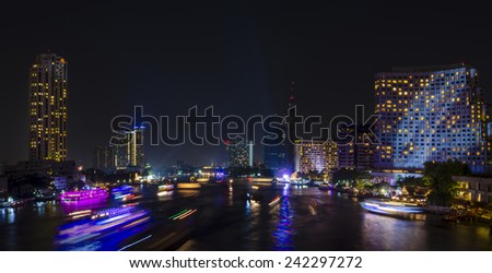BANGKOK,THAILAND - 1 January 2015 :Chao Phraya is a major river in Thailand, with its low alluvial plain forming the centre of the country. It flows through Bangkok and then into the Gulf of Thailand.