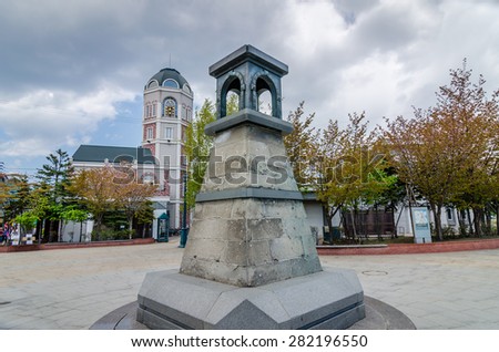 OTARU,JAPAN - 8 May 2014 :European style lantern located in Sakaiachi street . Built in 1871 for monument of  modern history of the city beginning.