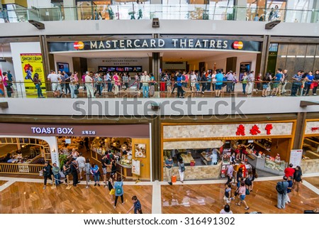 SINGAPORE - 21 May 2015 :The Shoppes at Marina Bay Sands also boasts close to 1,000,000 square feet (93,000 m2) of retail space with over 300 stores