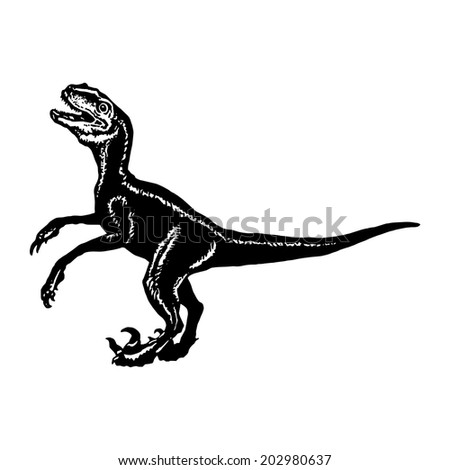cartoon, hand drawn, vector, sketch, illustration of Velociraptor ...